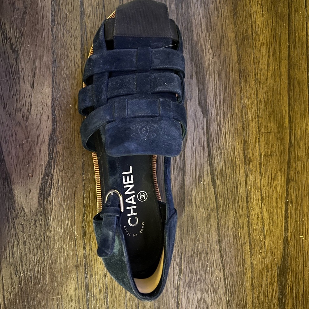 CHANEL BLUE SUEDE SANDALS